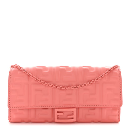 Fendi Nappa FF Embossed Continental Wallet On Chain Pink 1 of 10