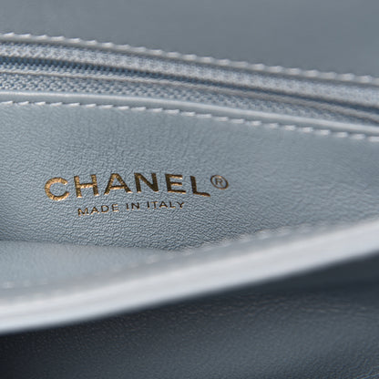 Chanel Lambskin Chevron Quilted Small Trendy CC Flap Dual Handle Bag Blue 6 of 11