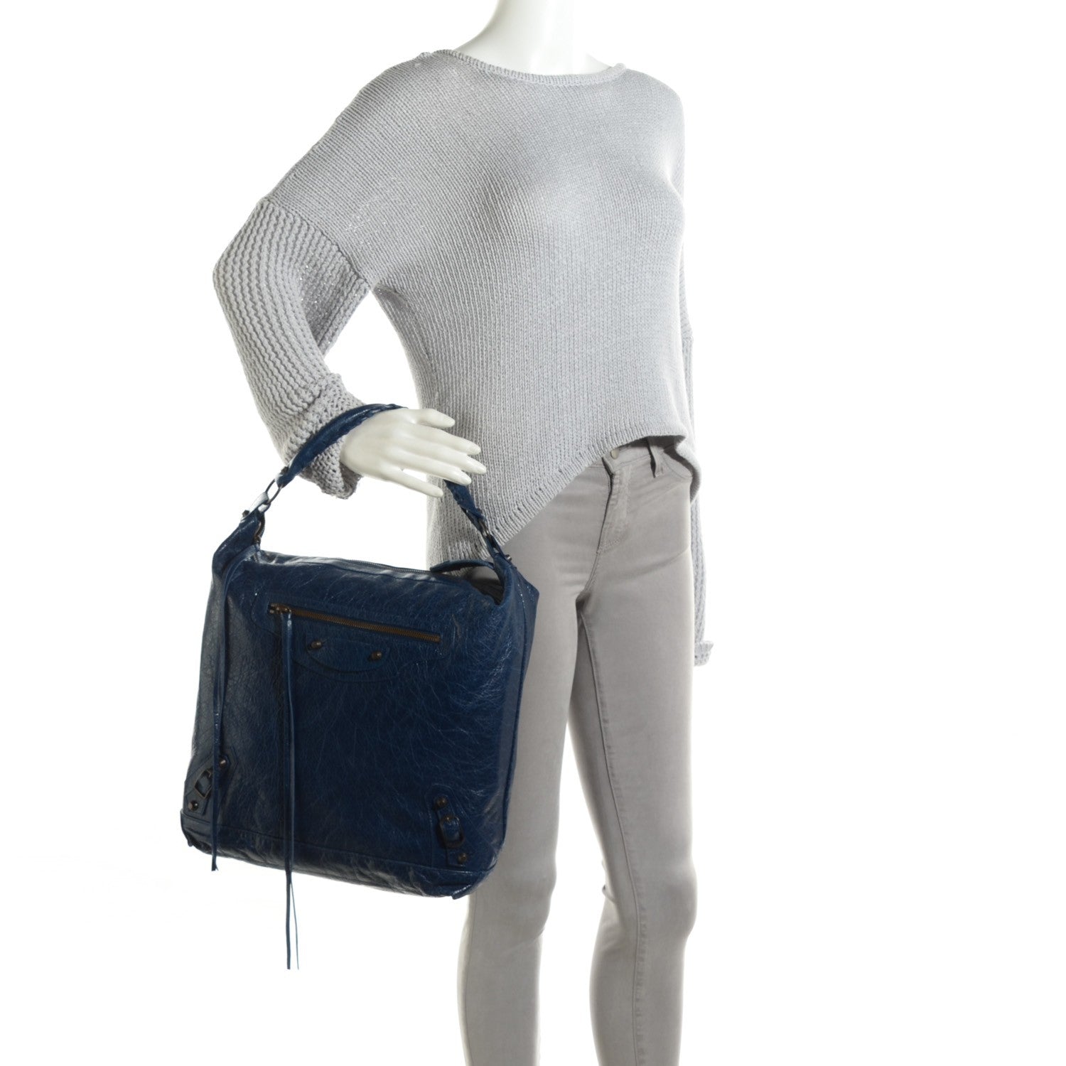 Balenciaga Agneau Classic Hardware Day Hobo Bleu Mineral 2 of 7