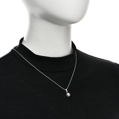 Mikimoto 18K White Gold Diamond Akoya Cultured Pearl 8mm Morning Dew Pendant Necklace 2 of 5