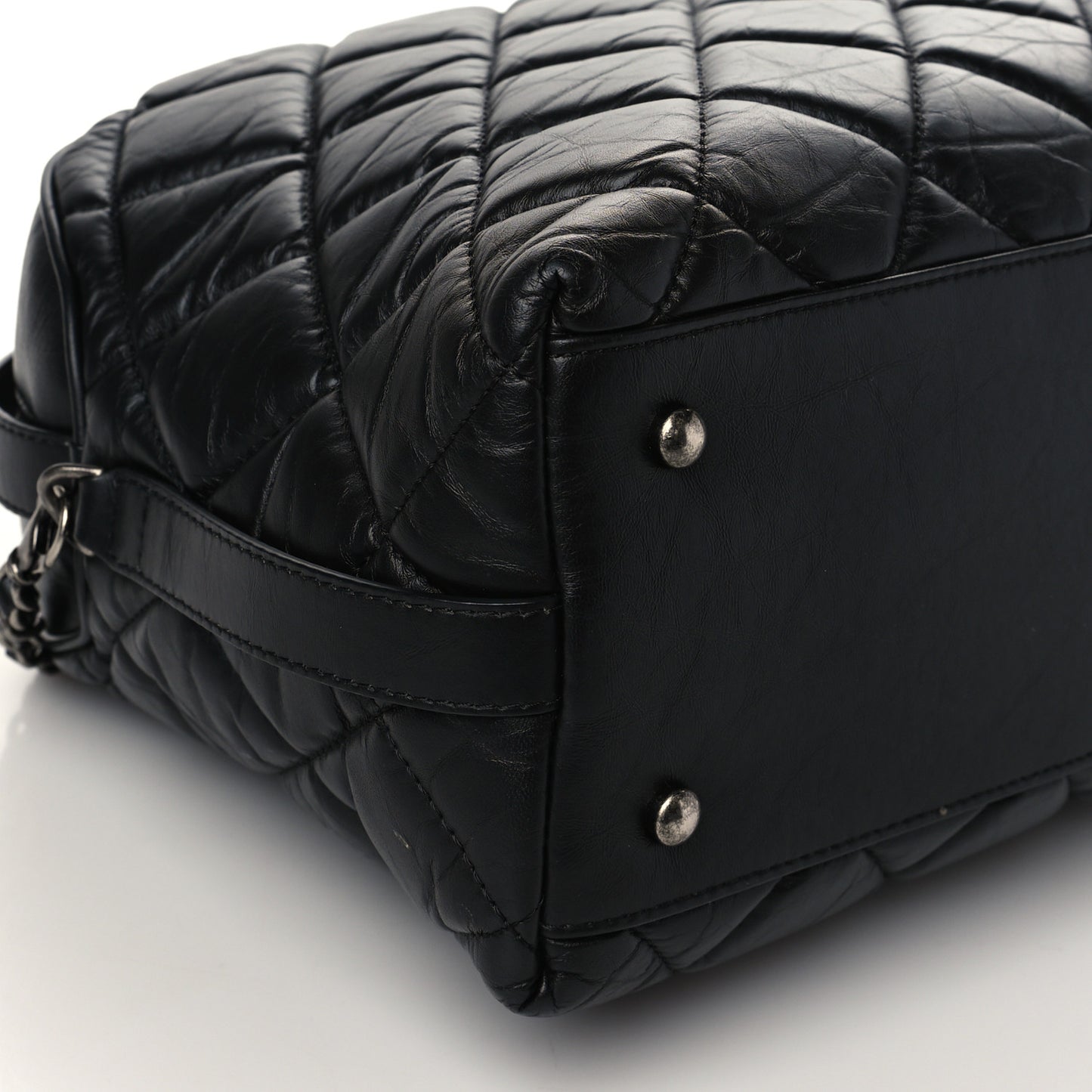Aged Calfskin Small Bowling Bag Black