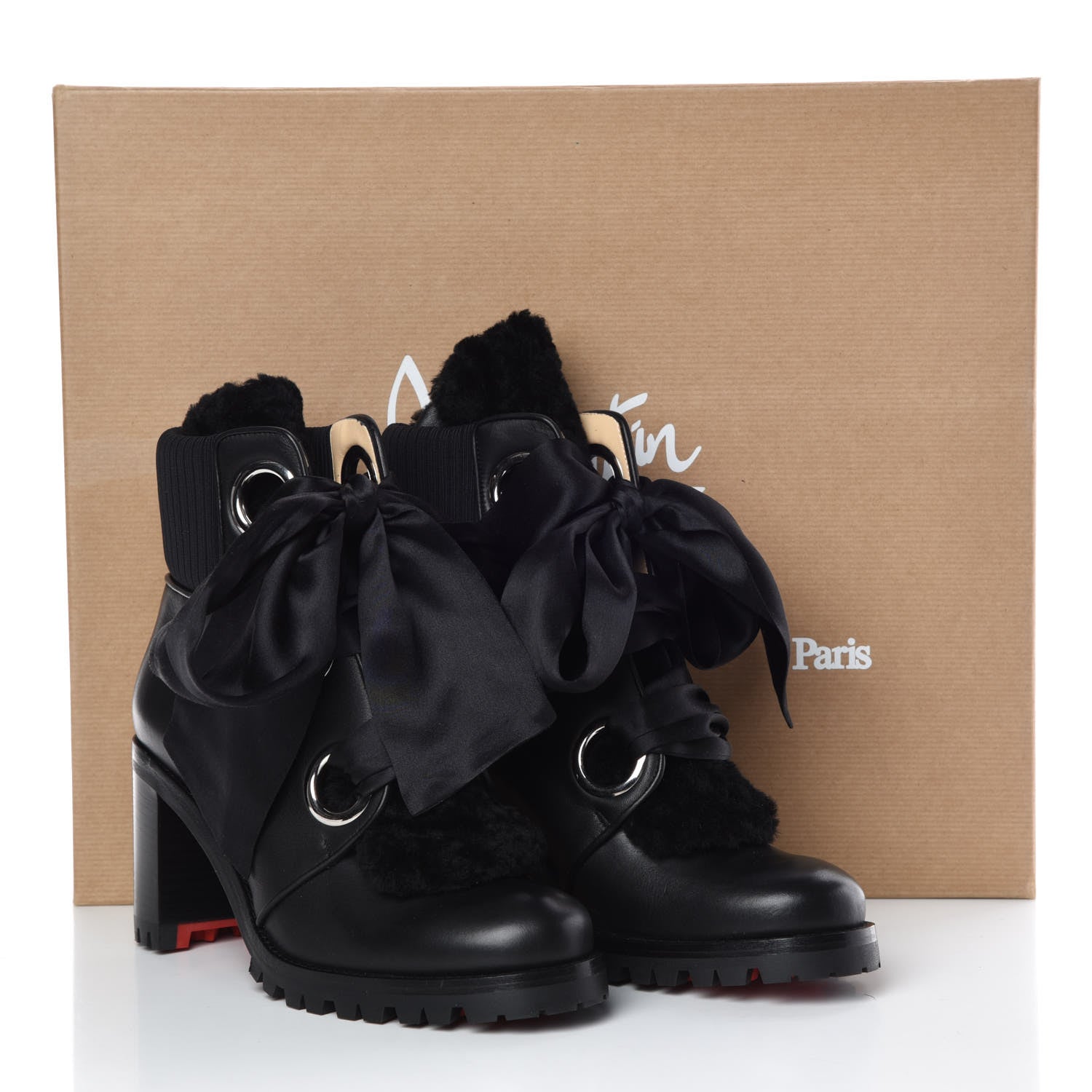 Christian Louboutin Calfskin Mink Jenny From the Alps 70 Ankle Boots 36.5 Black 8 of 8
