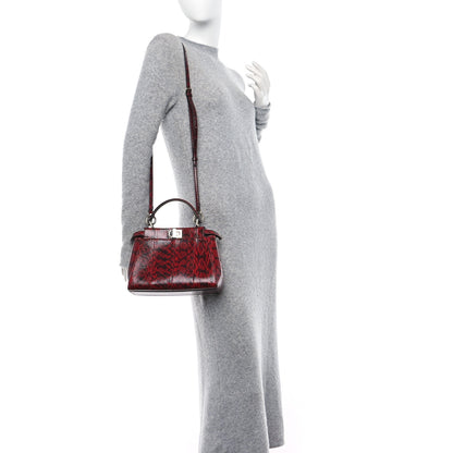 Fendi Snakeskin Shiny Nappa Mini Peekaboo Iconic Satchel Red 2 of 9