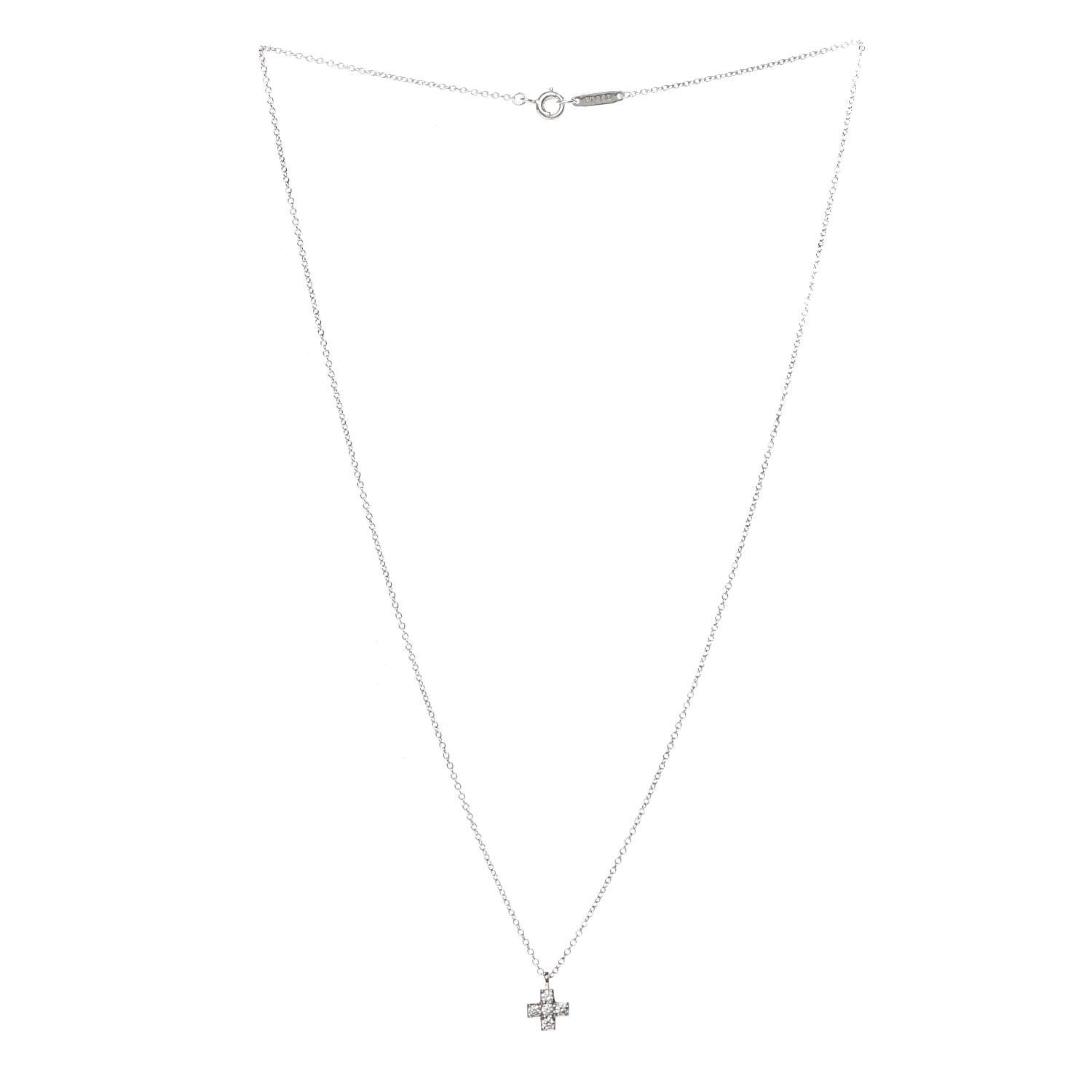 Tiffany Platinum Diamond Cruciform Cross Pendant Necklace 3 of 5
