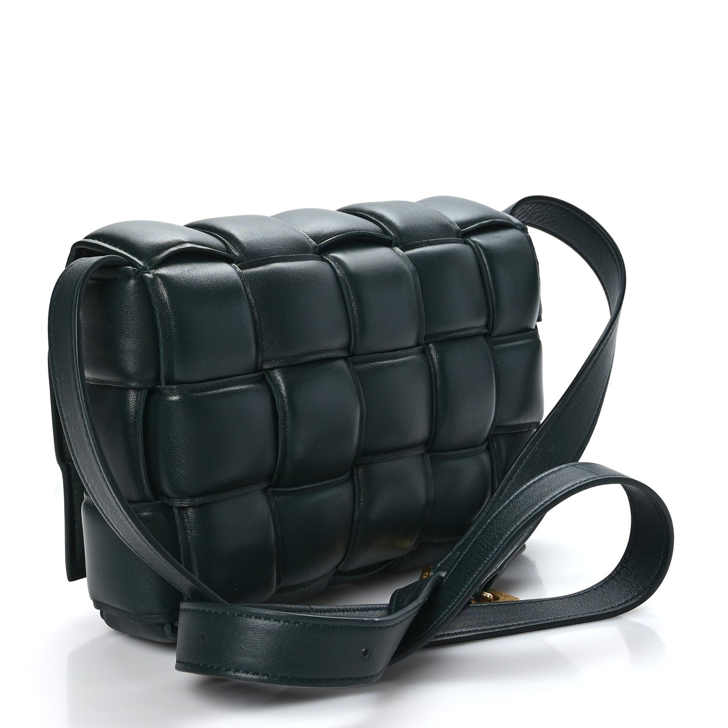 Nappa Maxi Intreccio Padded Cassette Crossbody Bag Raintree