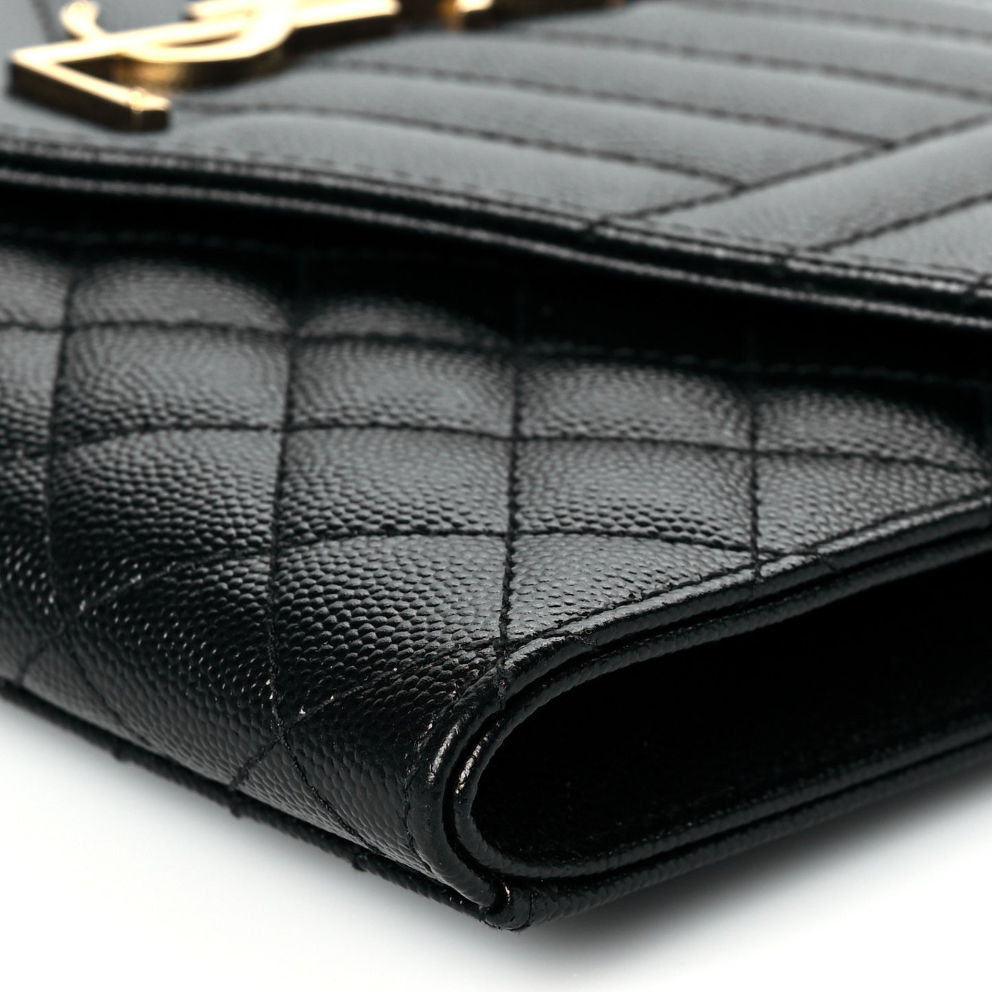 Grain De Poudre Textured Mixed Matelasse Triquilt Monogram Clutch Black