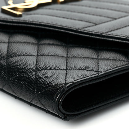 Saint Laurent Grain De Poudre Textured Mixed Matelasse Triquilt Monogram Clutch Black 10 of 11