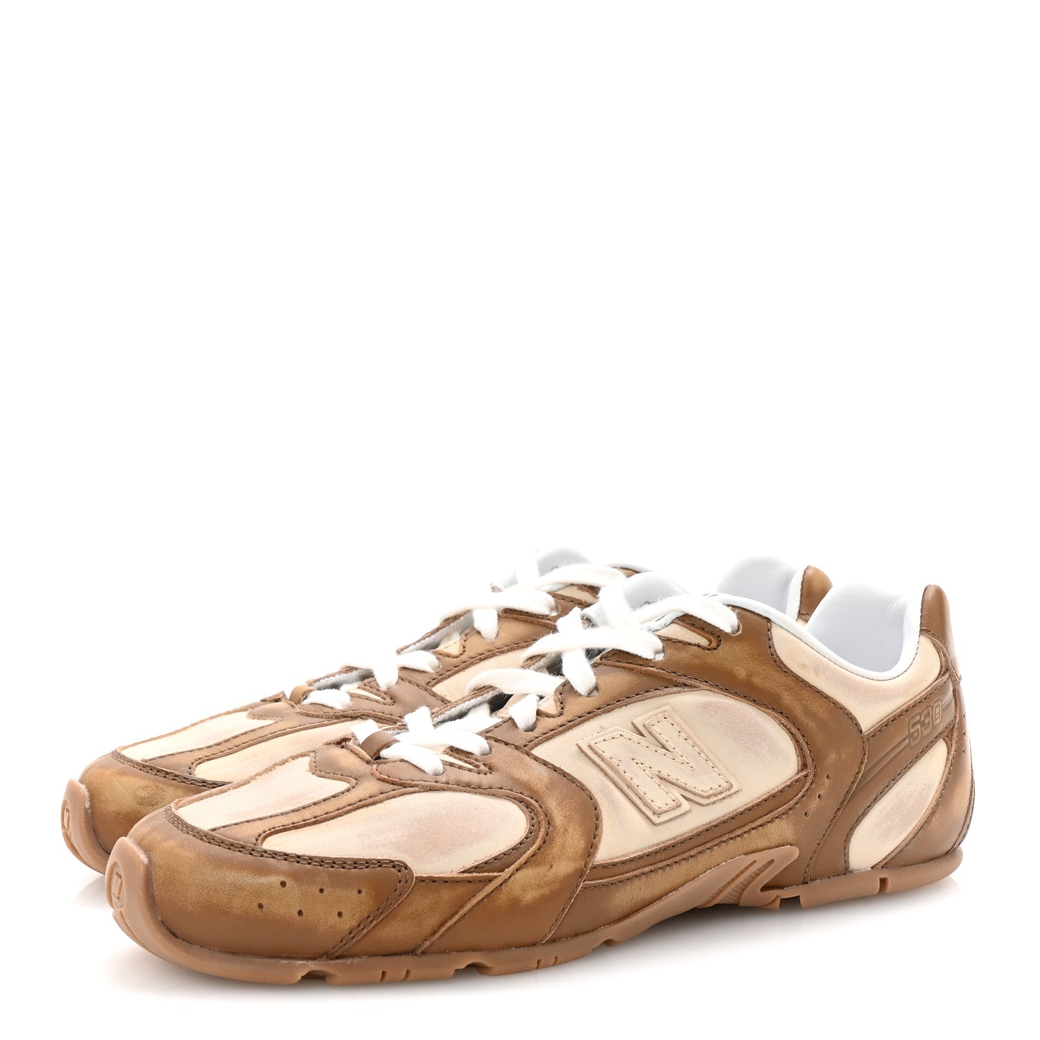 Miu Miu X NEW BALANCE Bleached Calfskin 530 SL Sneakers 38 Cinnamon Travertine Gray 4 of 10