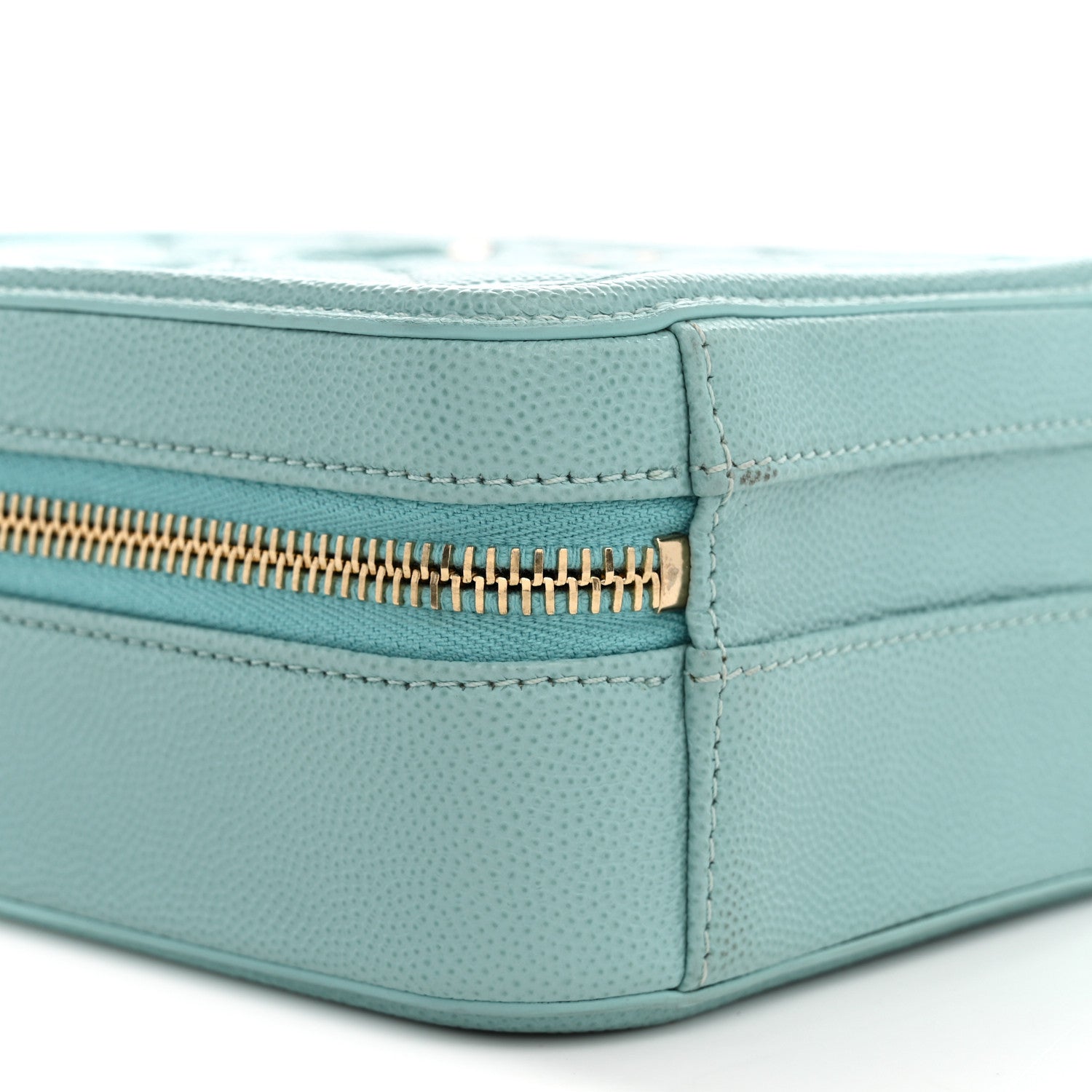 Chanel Caviar Quilted CC North South Filigree Vanity Case Light Blue 9 of 11