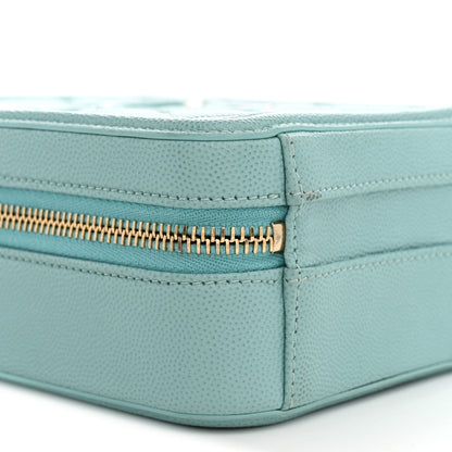 Chanel Caviar Quilted CC North South Filigree Vanity Case Light Blue 9 of 11