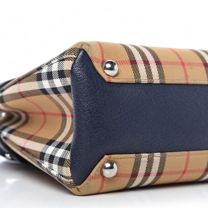 Burberry Goatskin Vintage Check Baby Banner Tote Regency Blue 6 of 11