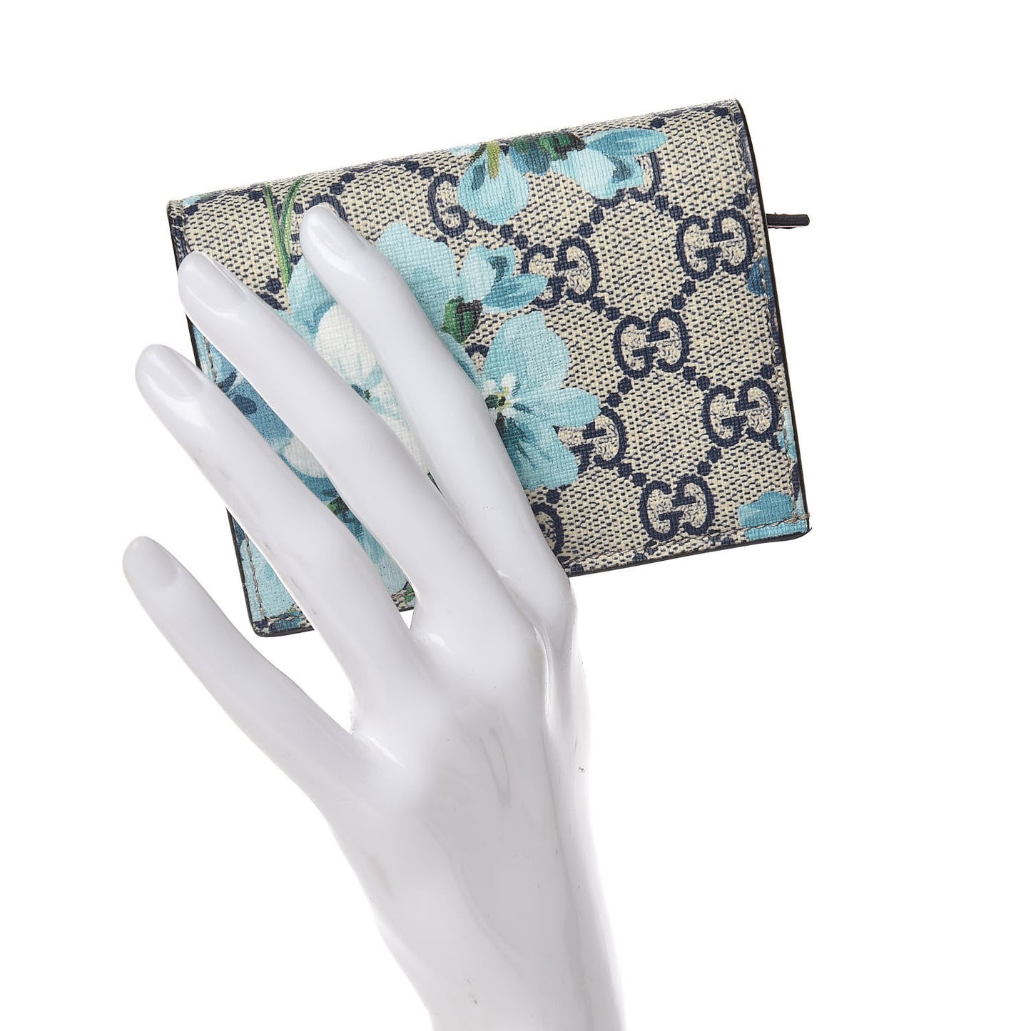 GG Supreme Monogram Blooms Card Case Wallet Beige Blue Navy Hibiscus Red