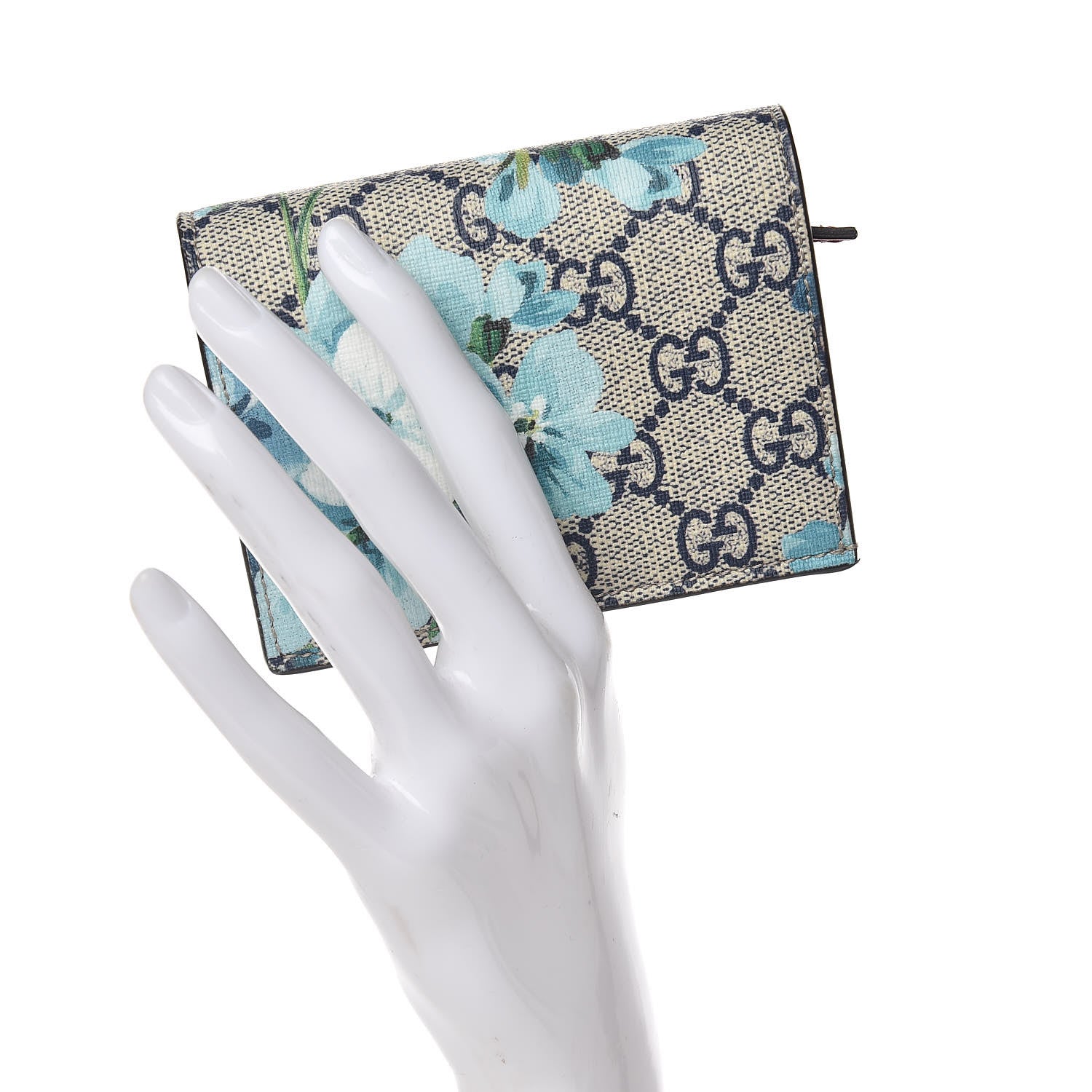 Gucci GG Supreme Monogram Blooms Card Case Wallet Beige Blue Navy Hibiscus Red 2 of 8