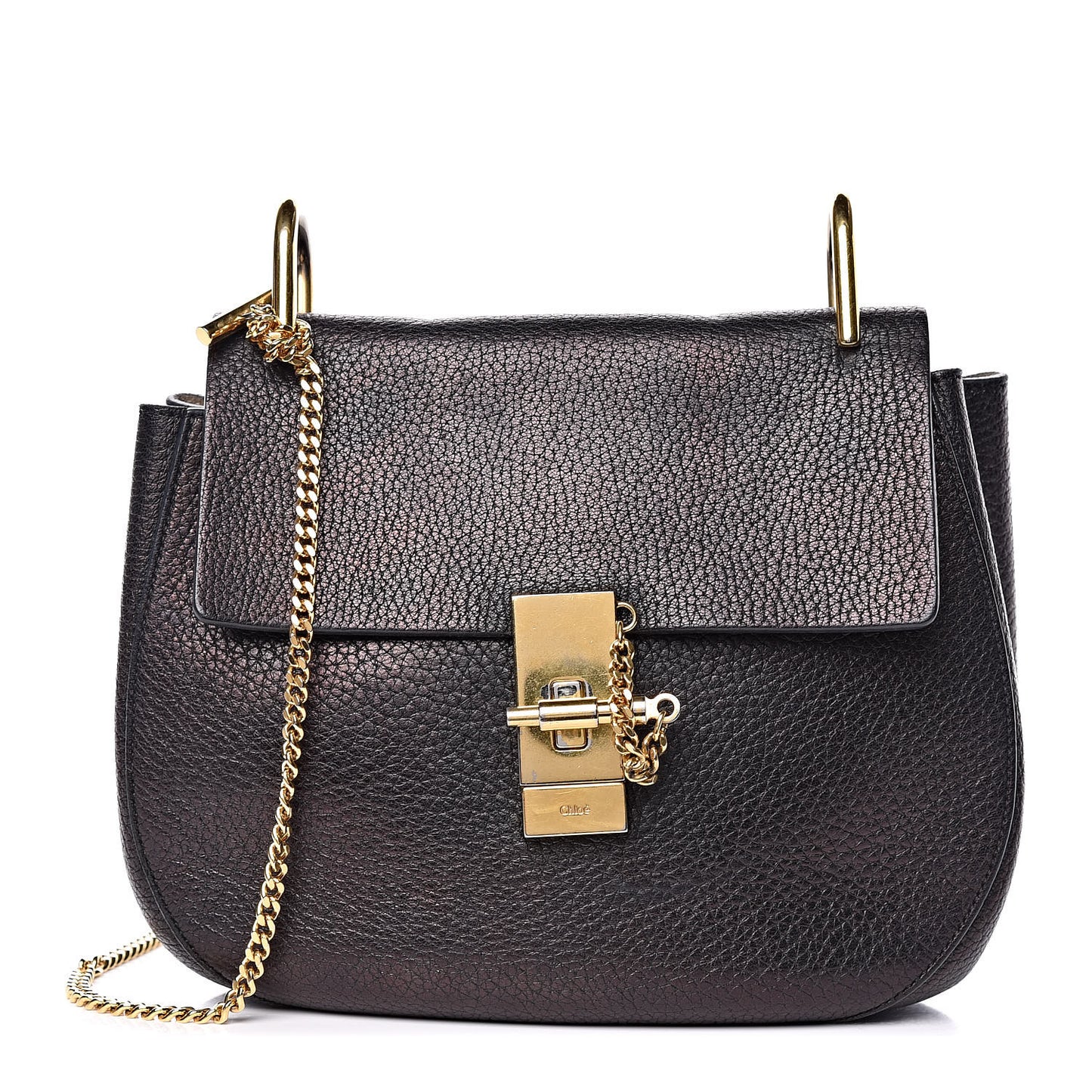 Grained Lambskin Drew Shoulder Bag Black