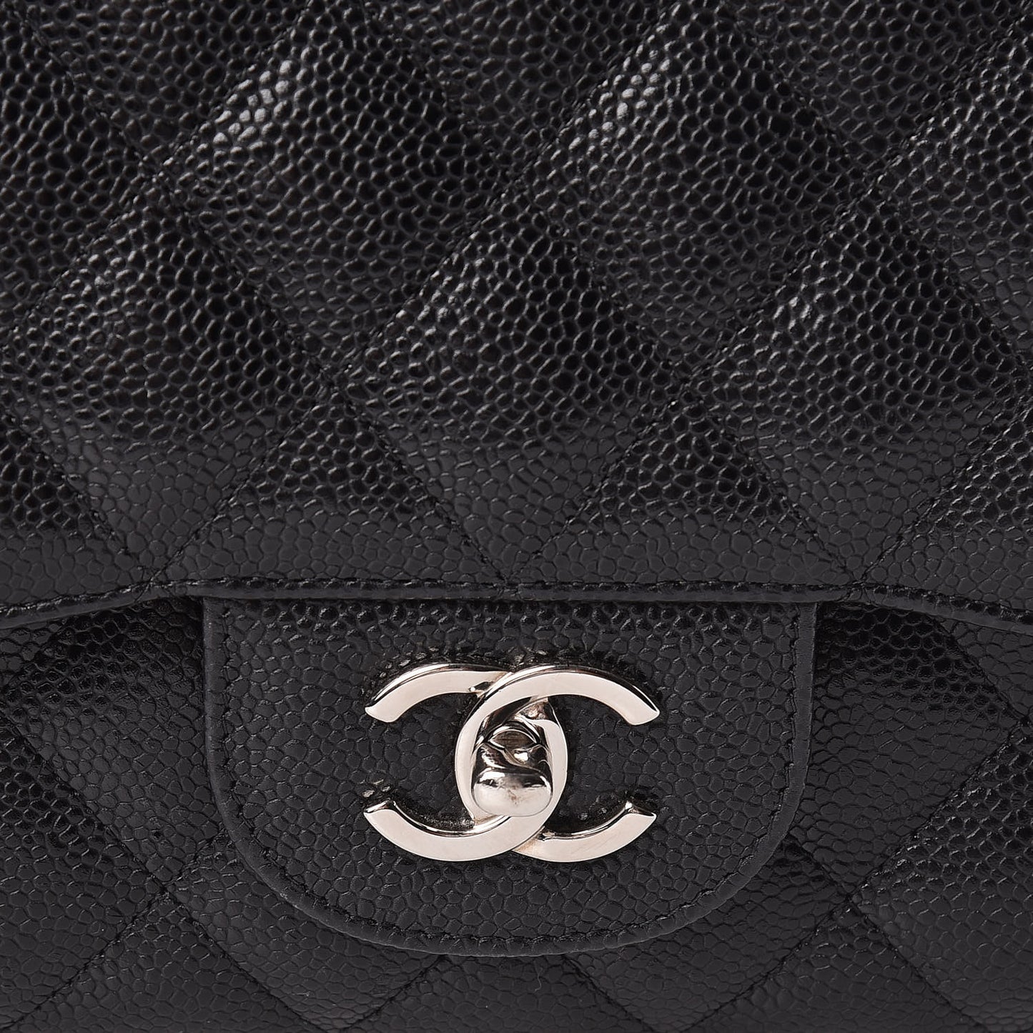 Caviar Quilted Jumbo Double Flap Black