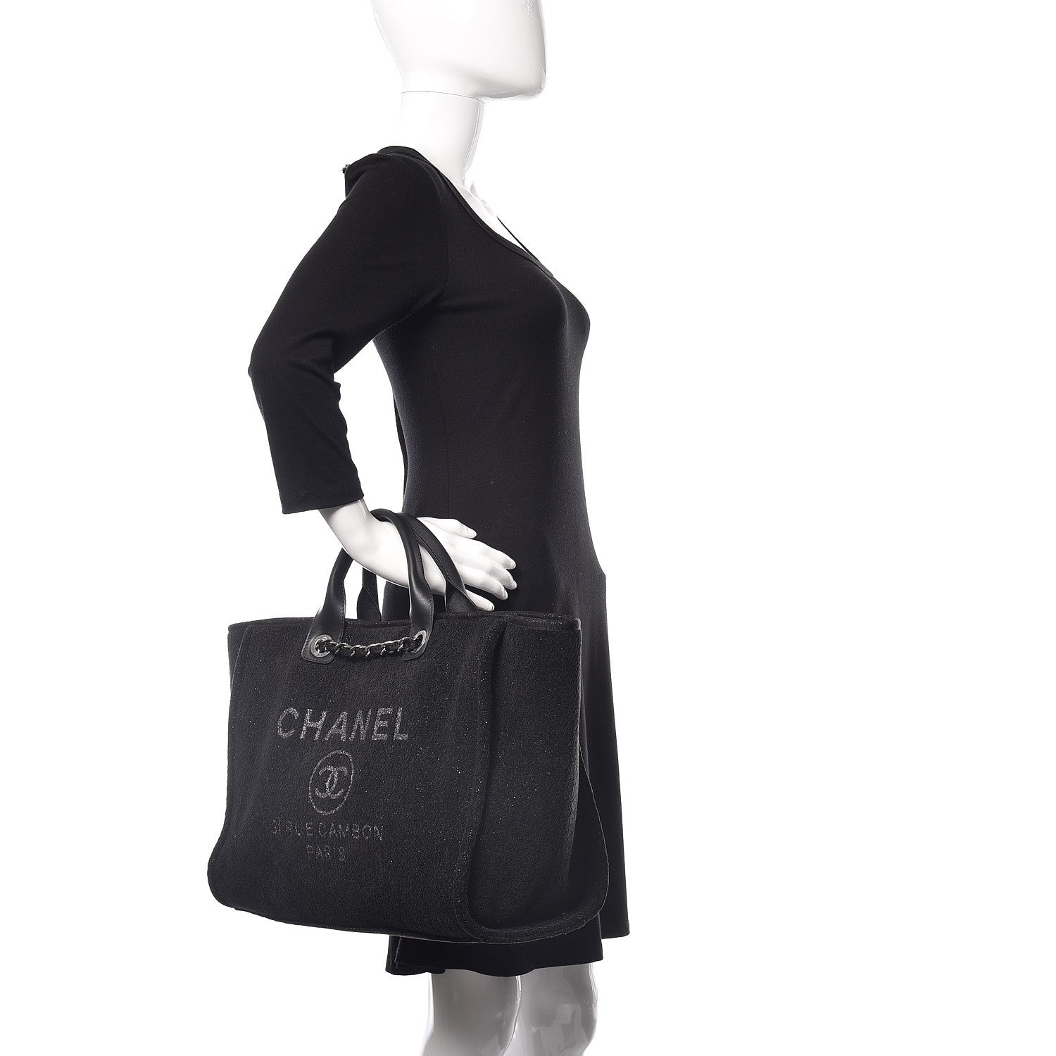 Chanel Lurex Boucle Medium Deauville Tote Black 3 of 11