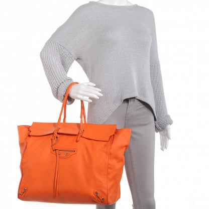 Balenciaga Veau Leather Papier Flap Tote Orange 2 of 2