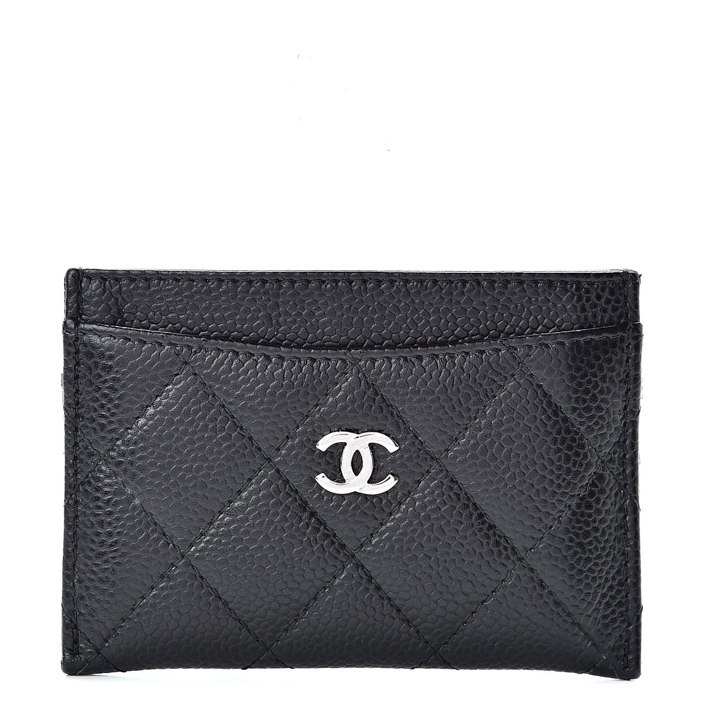 Caviar Quilted Card Holder Black