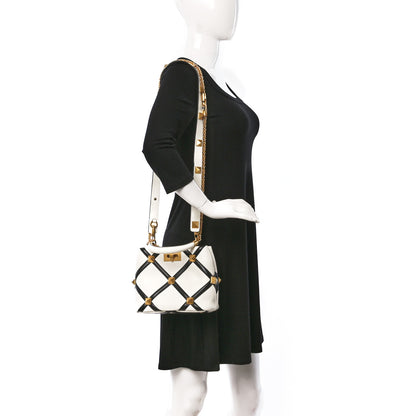 Valentino Garavani Nappa Small Roman Stud The Handle Bag Ivory Black 2 of 8