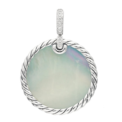 David Yurman Sterling Silver Diamond Onyx Mother of Pearl Elements Disc Pendant 2 of 3
