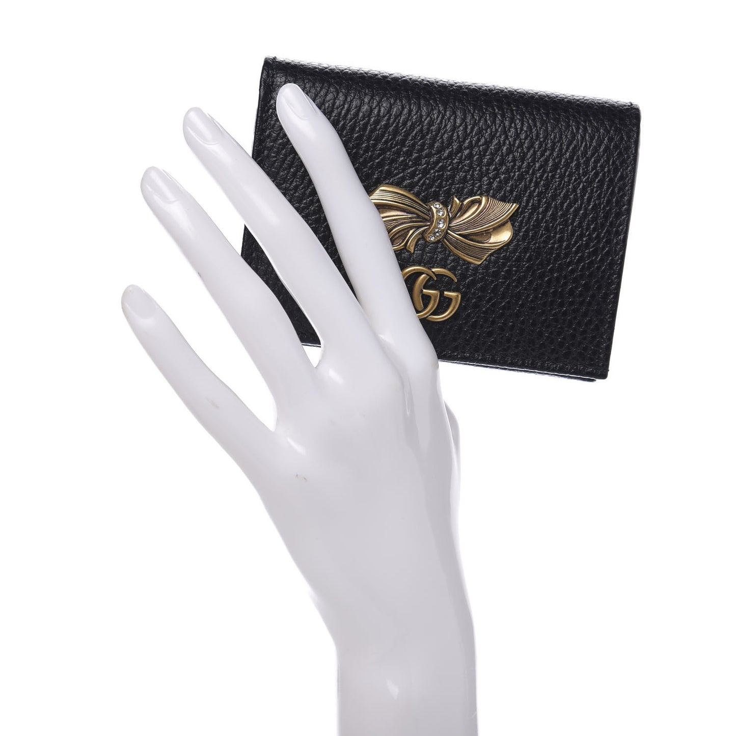 Calfskin GG Marmont Bow Card Case Black