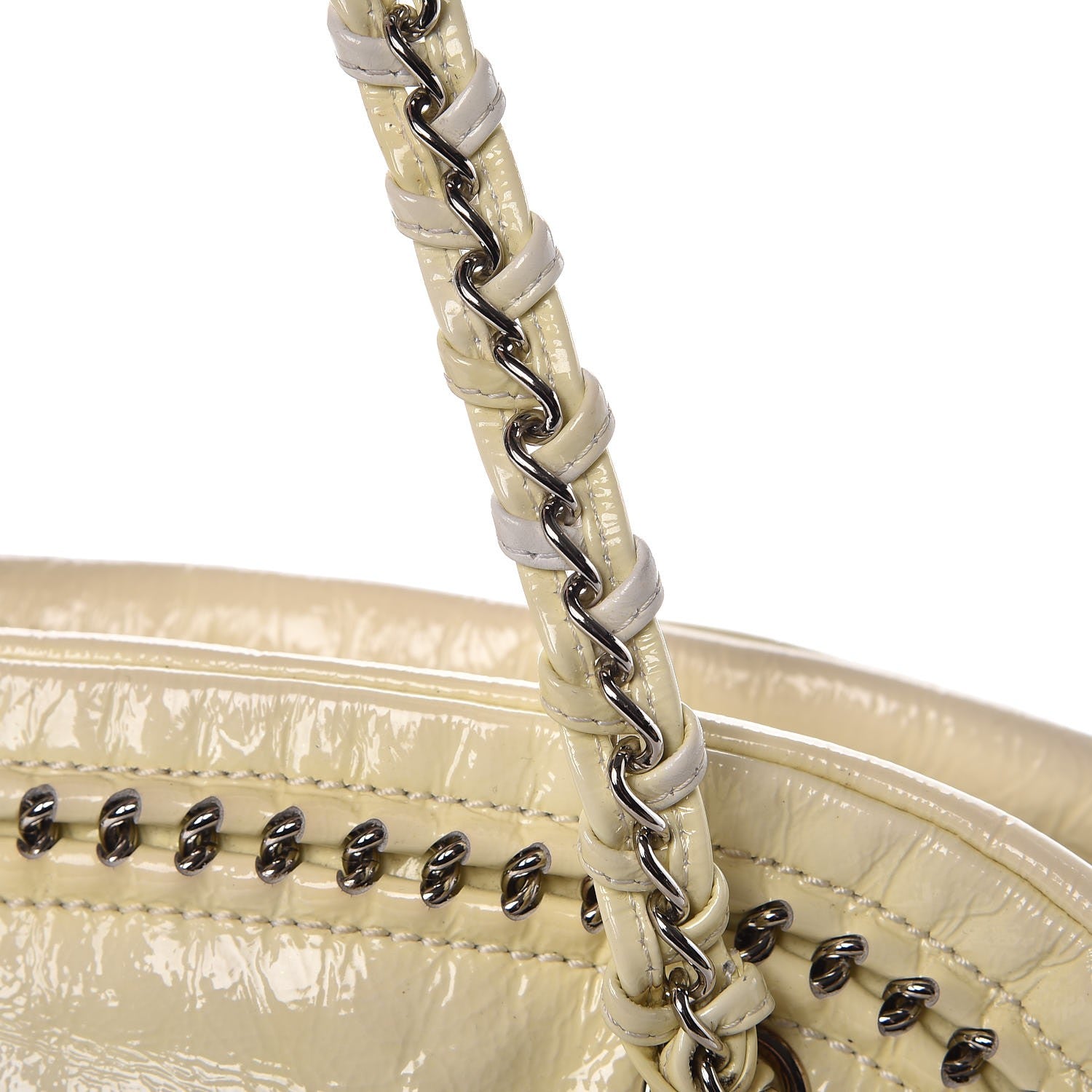 Chanel Patent Luxe Ligne Medium Bowler Ivory 10 of 17