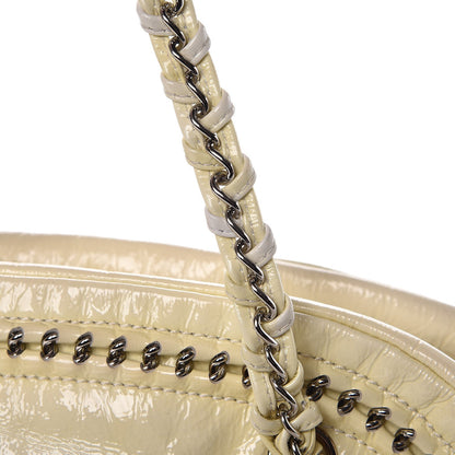 Chanel Patent Luxe Ligne Medium Bowler Ivory 10 of 17