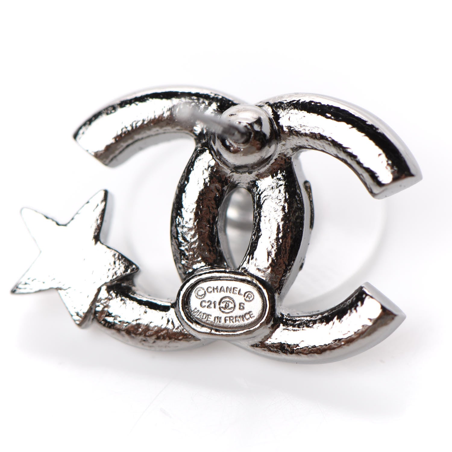 Chanel Crystal CC Starfall Earrings Silver 4 of 5