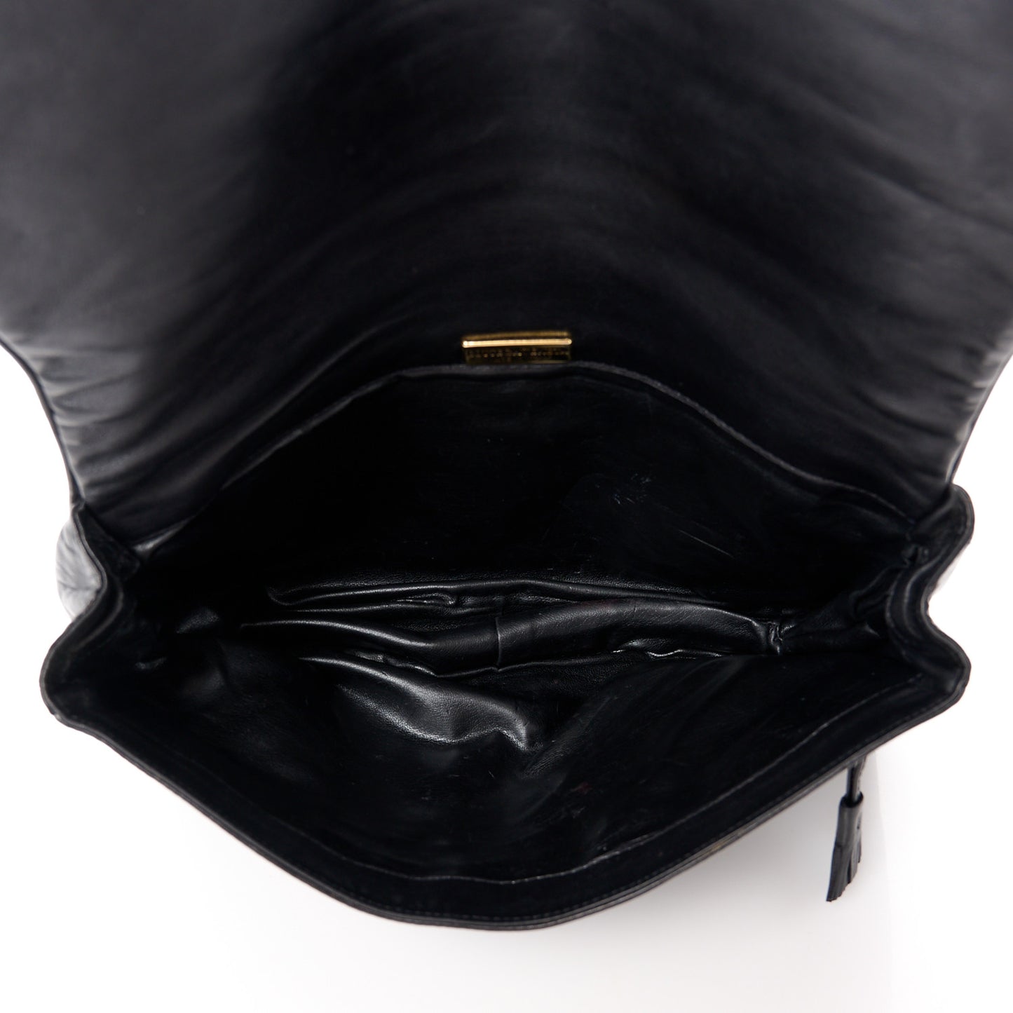 Nappa Intrecciato Flap Tassel Clutch Black