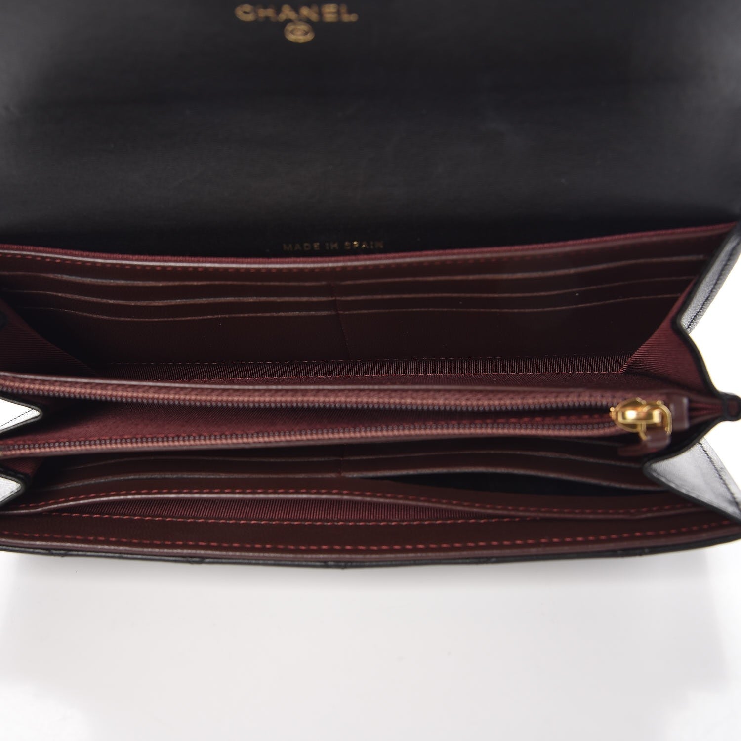 Chanel Lambskin Quilted Large Gusset Flap Wallet Black 5 of 9