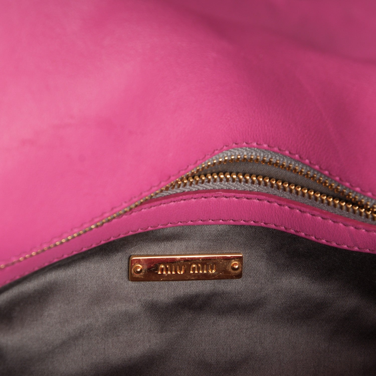 Miu Miu Nappa Matelasse Crystal Flap Clutch Fuxia 7 of 9