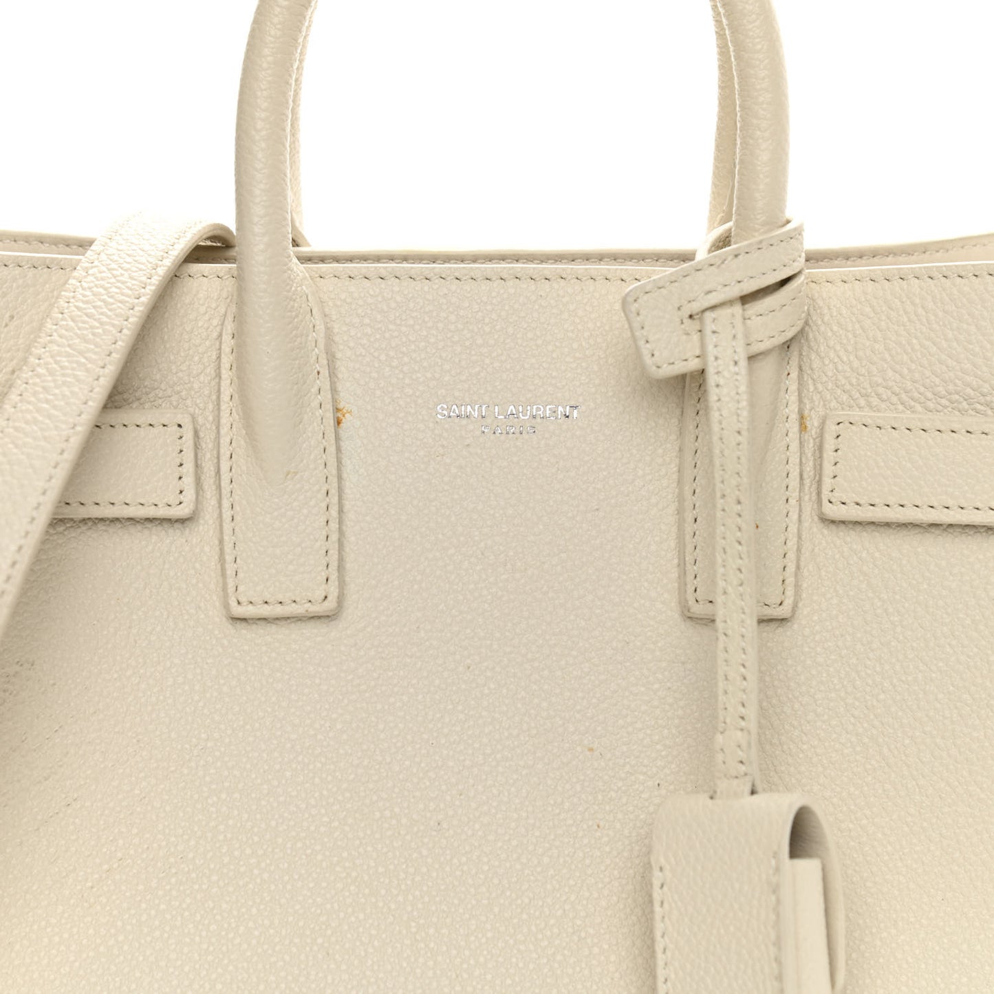 Grained Calfskin Nano Sac de Jour Dove White