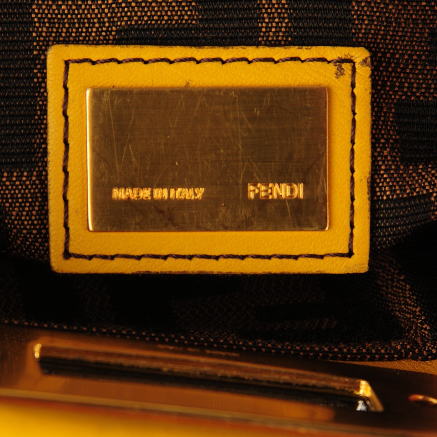 Fendi Vitello Zucca Large Peekaboo Iconic Satchel Yellow Tobacco 6 of 8