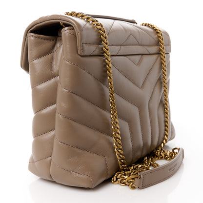 Saint Laurent Calfskin Y Quilted Monogram Small Loulou Chain Satchel Taupe 3 of 11