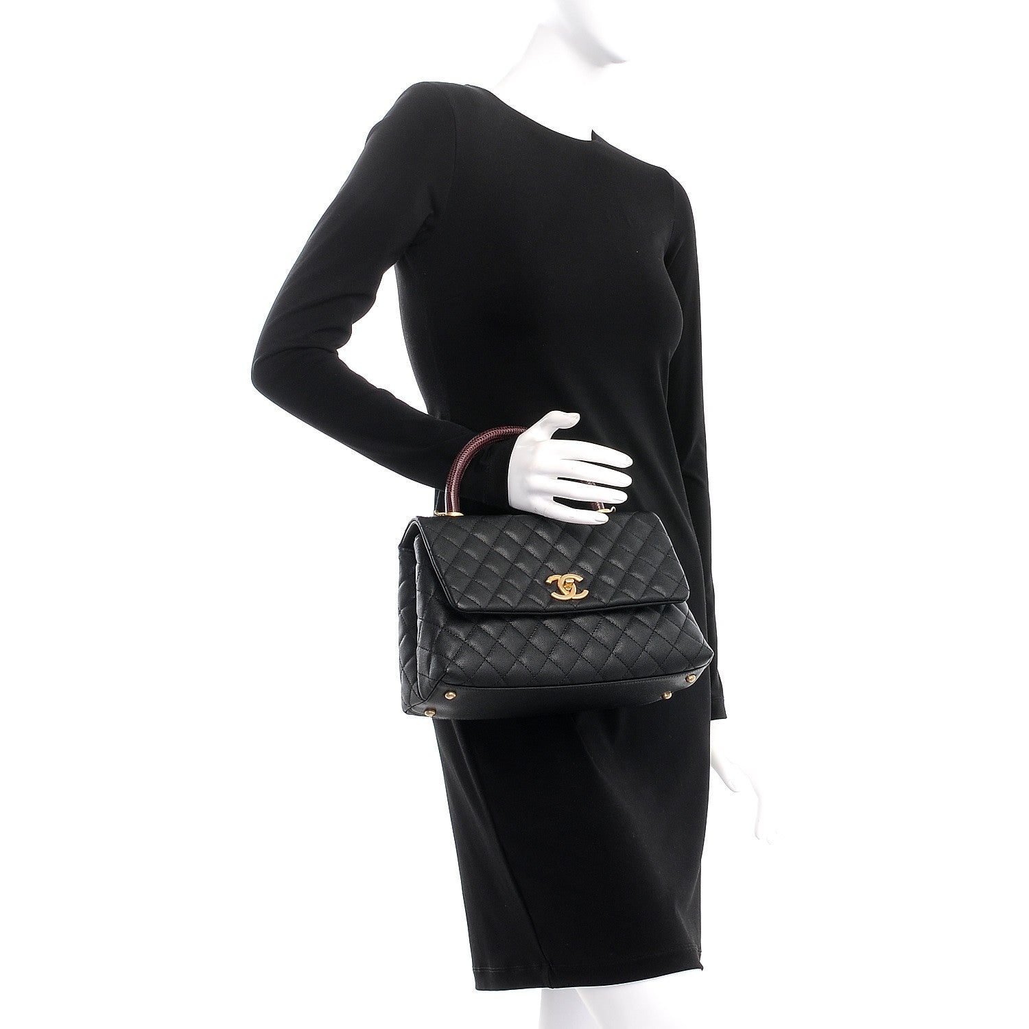 Chanel Caviar Lizard Quilted Small Coco Handle Flap Black 3 of 9