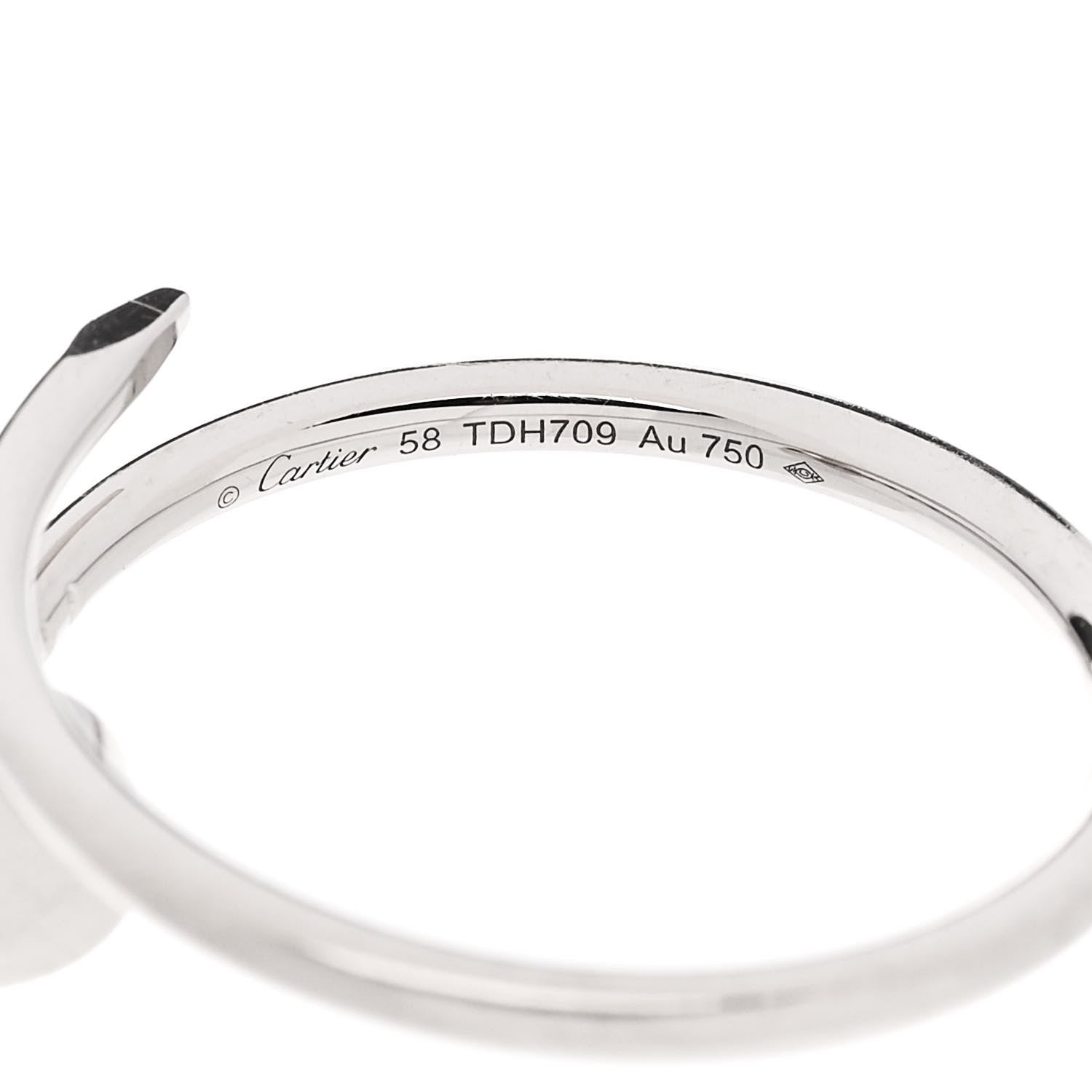 Cartier 18K White Gold Small Juste Un Clou Ring 58 8.25 5 of 6