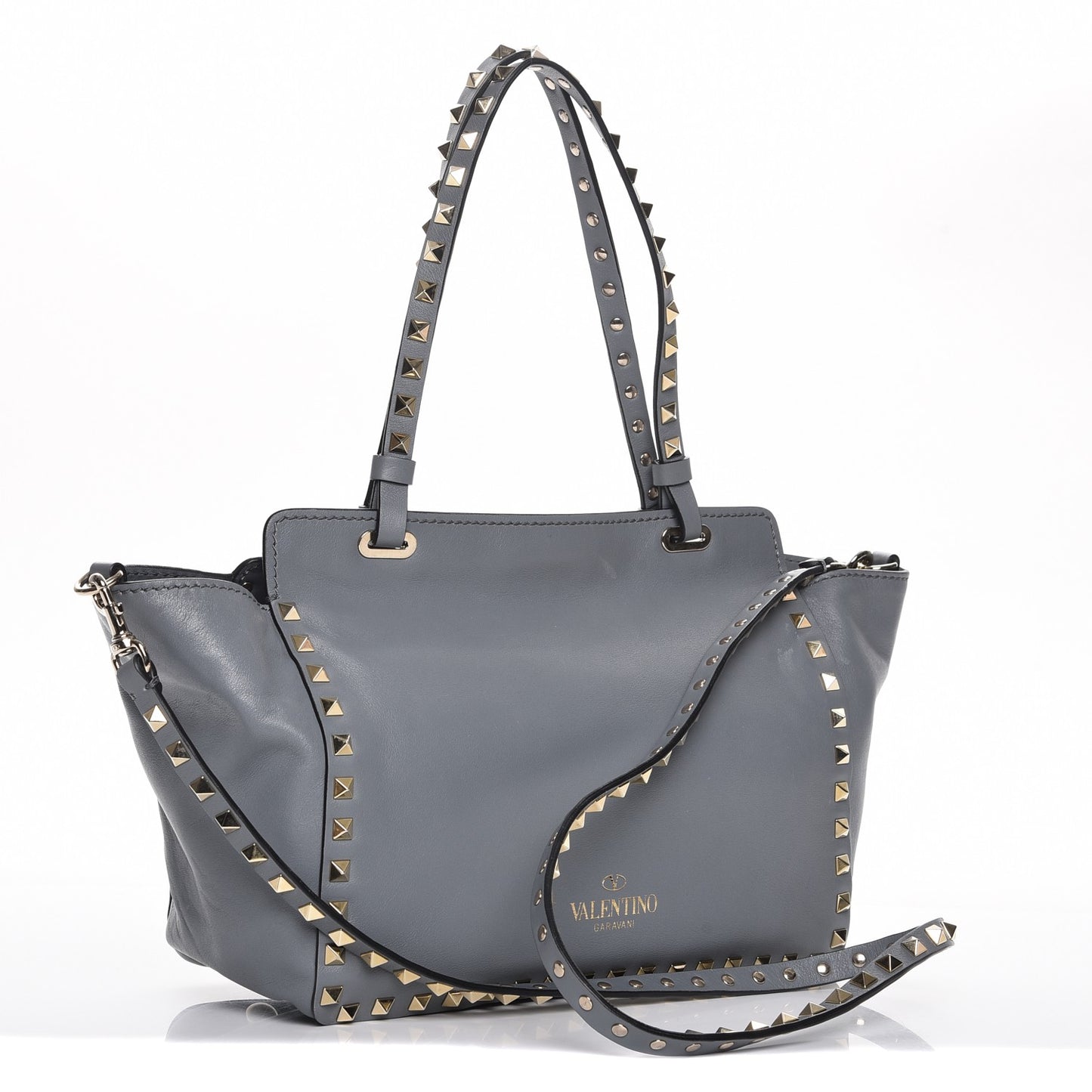 Vitello Small Rockstud Tote Grey