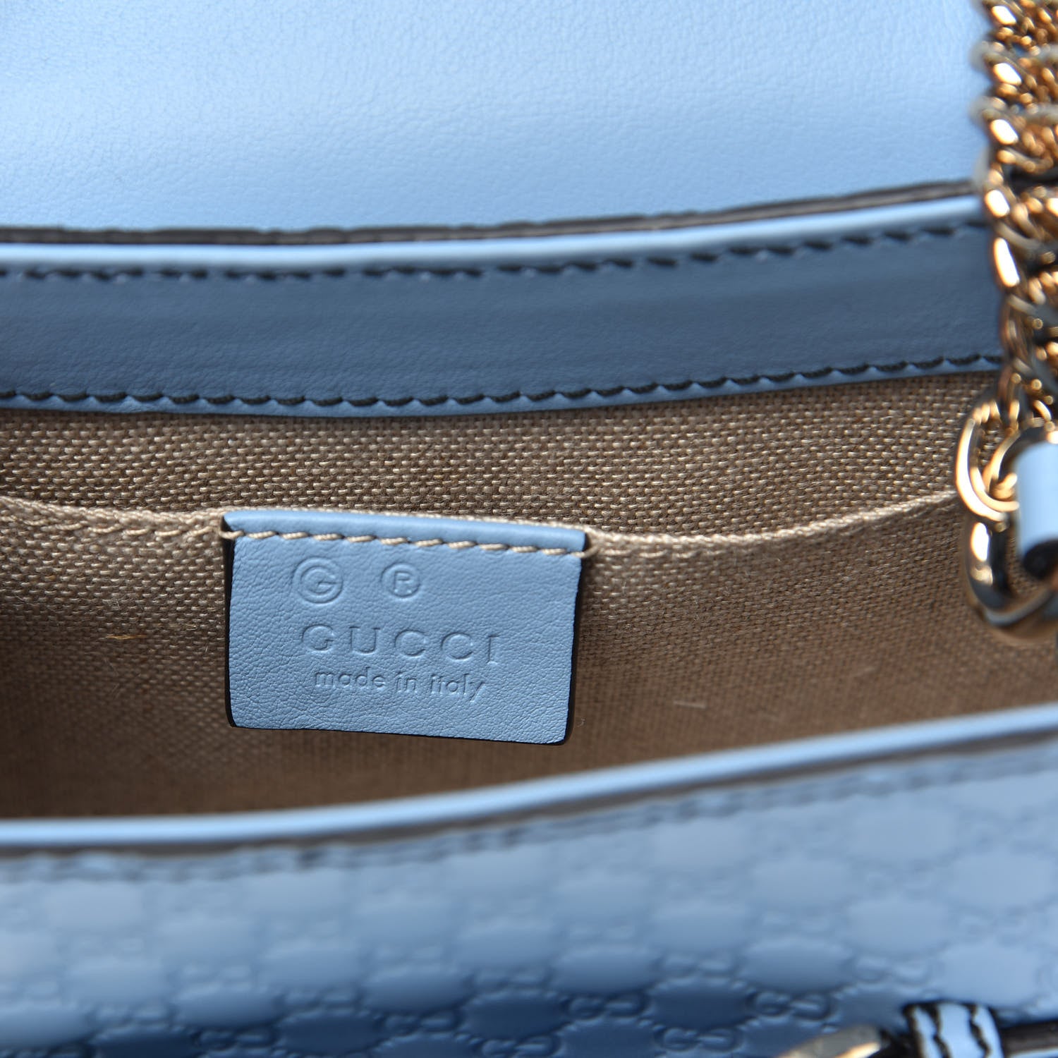 Gucci Soft Microguccissima Mini Emily Chain Shoulder Bag Mineral Blue 6 of 10
