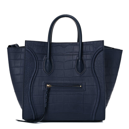 Celine Crocodile Embossed Calfskin Medium Phantom Luggage Navy Blue 1 of 24