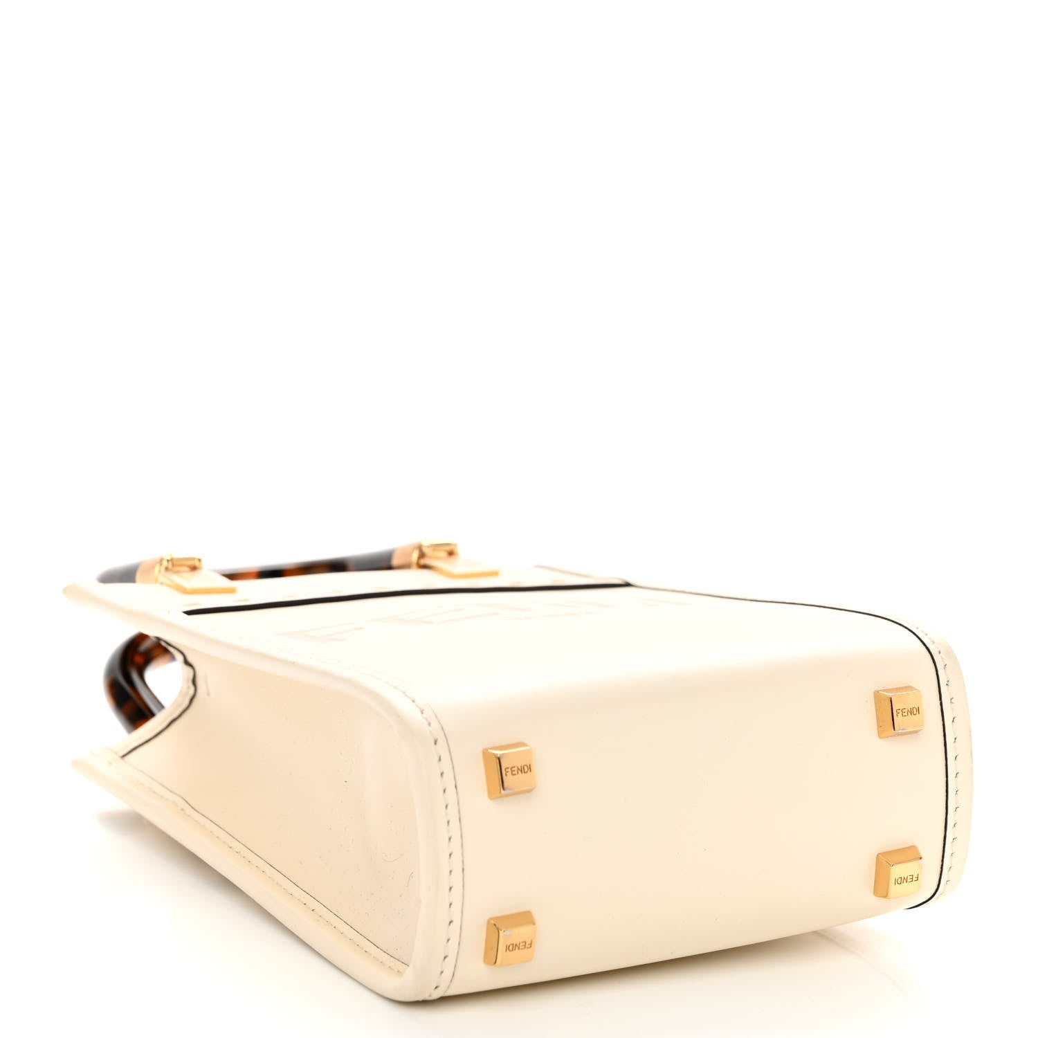 Fendi Vitello King Plexiglass Logo Embossed Mini Fendi Sunshine Shopper Tote White Ice 4 of 9