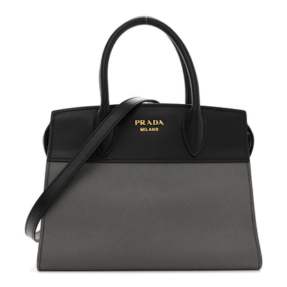 Prada Saffiano City Calfskin Small Esplanade Tote Mercurio Black 1 of 17