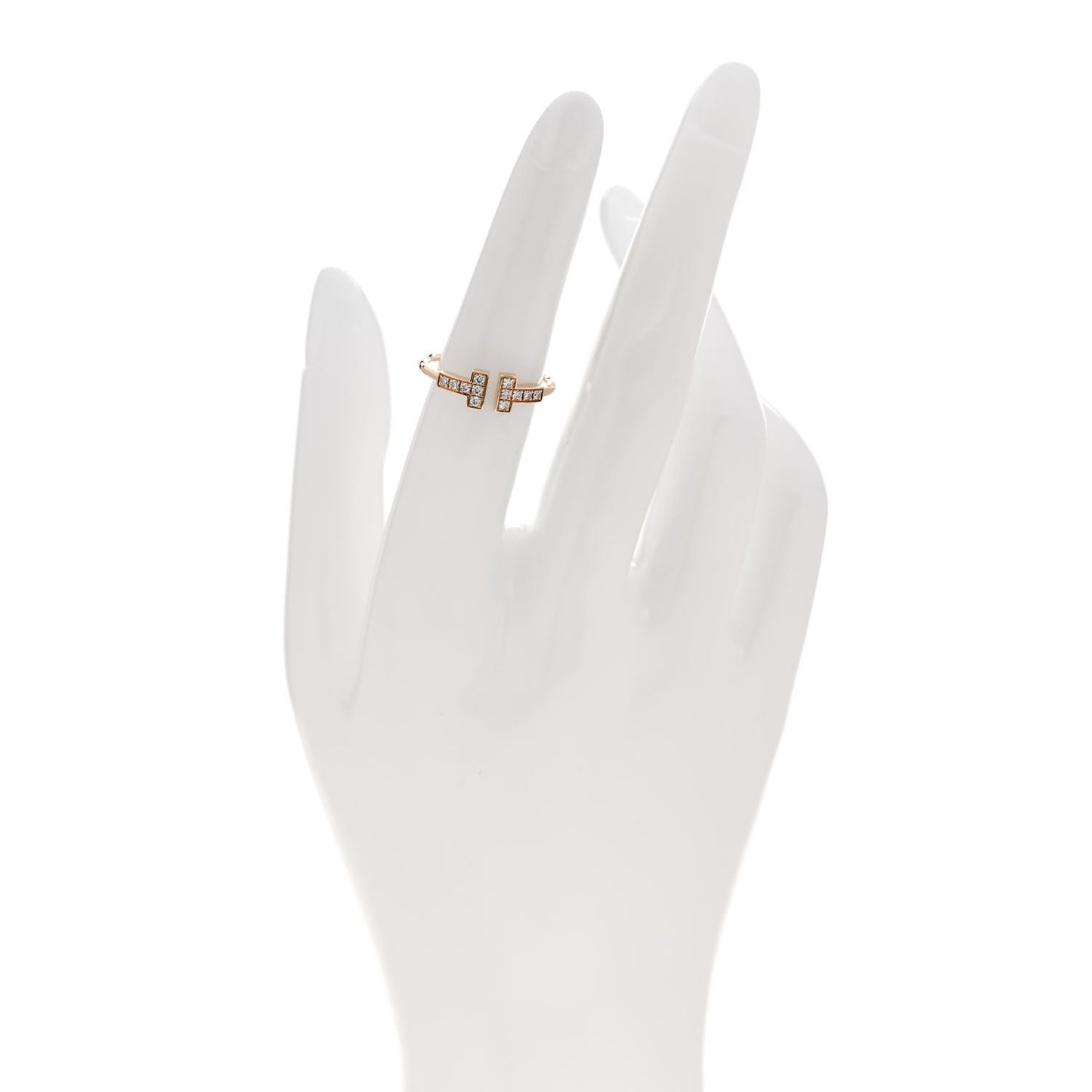 18K Rose Gold Diamond T Wire Ring 52 6