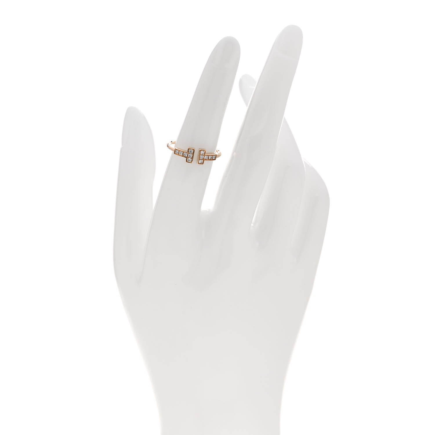 Tiffany 18K Rose Gold Diamond T Wire Ring 52 6 2 of 4