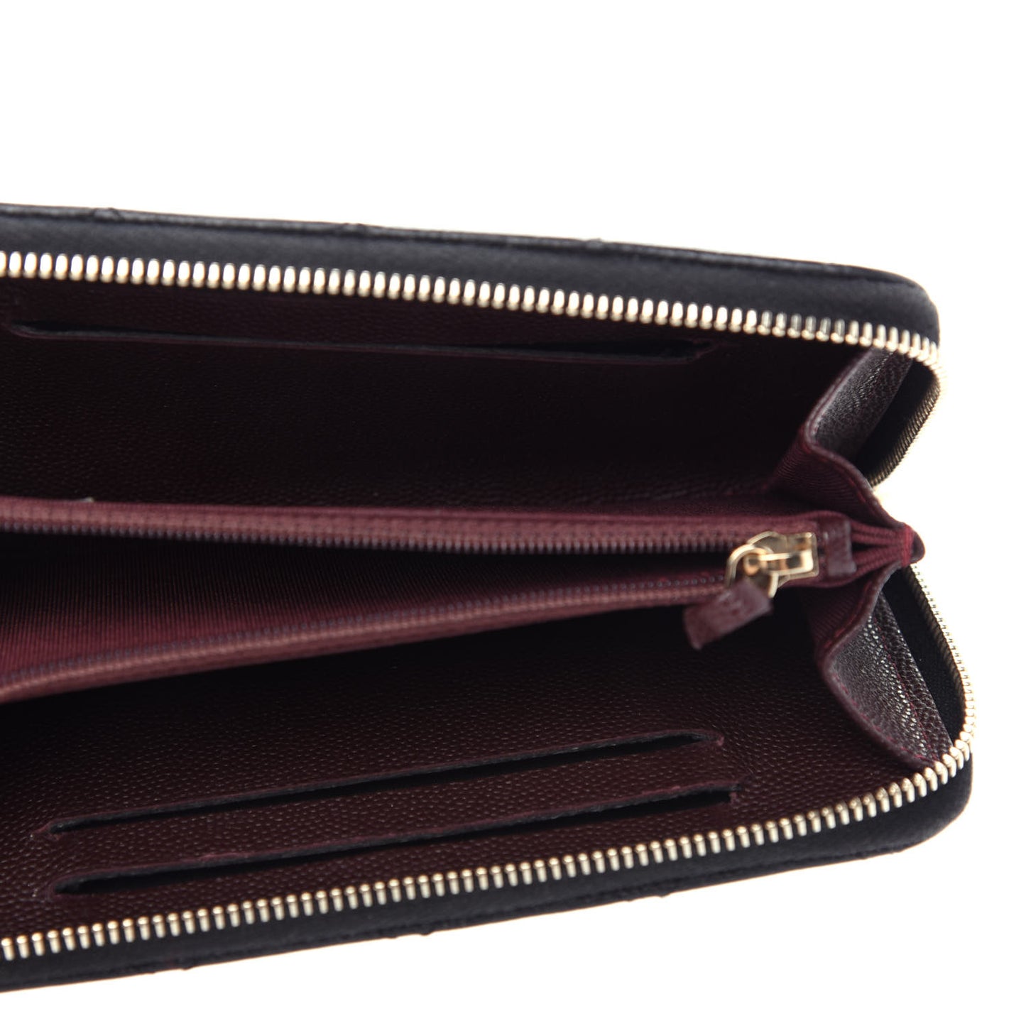 Caviar Quilted Medium Zip Around Wallet Black
