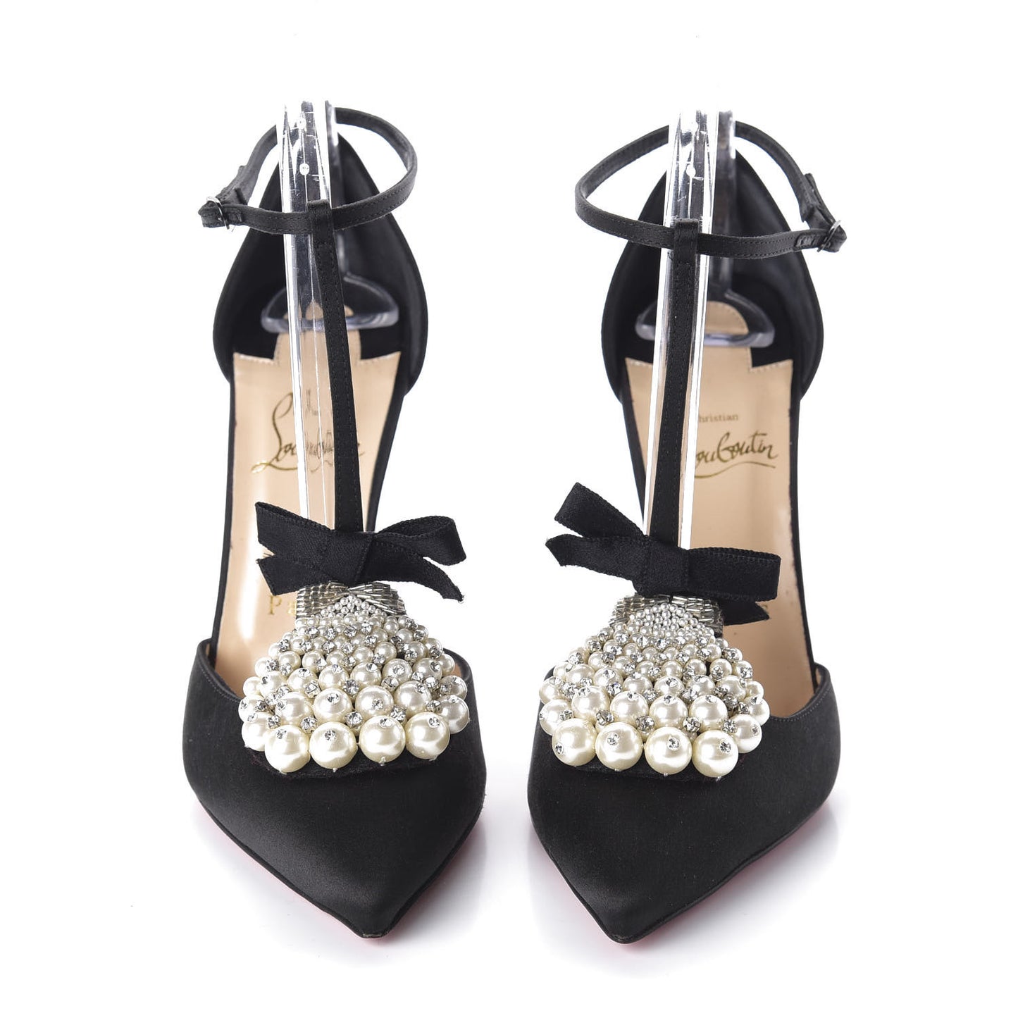 Satin Crystal Embellished Goyetta 100 Pumps 38.5 Black