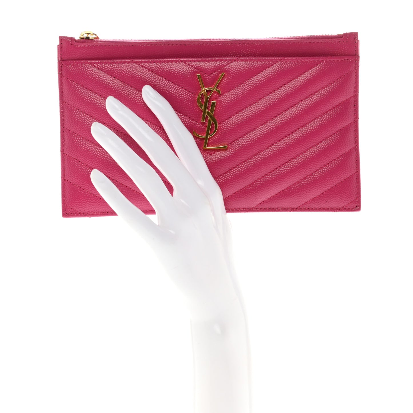 Grain De Poudre Chevron Monogram Bill Pouch Bright Pink