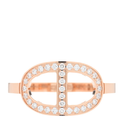 Hermes 18K Rose Gold Diamond MM Chaine d'Ancre Contour Ring 54 6.75 1 of 5