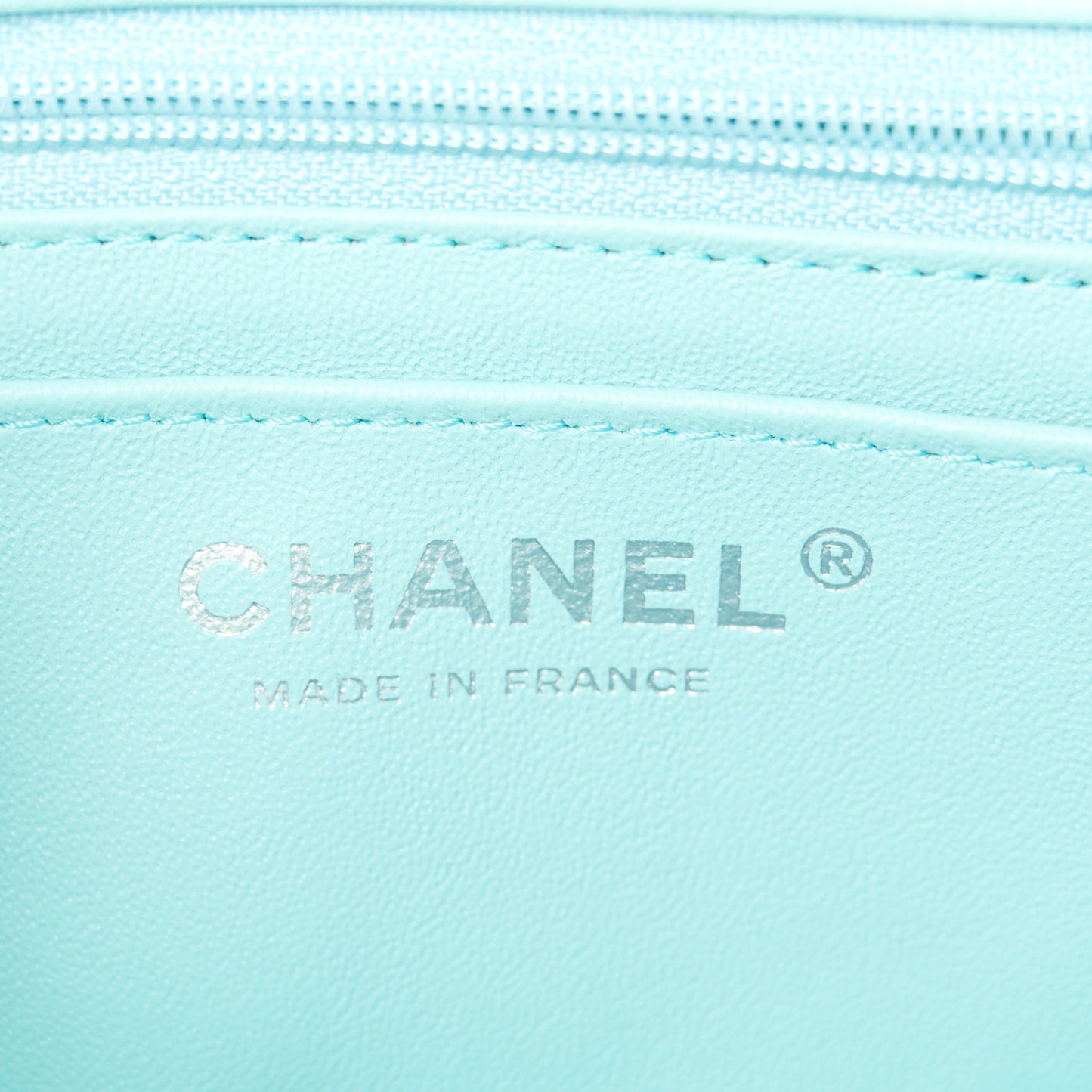 Lambskin Quilted Mini Rectangular Flap Light Blue