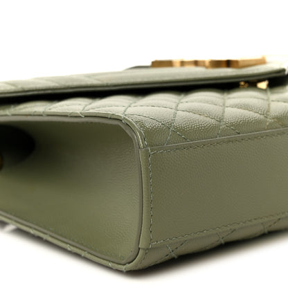 Saint Laurent Grain De Poudre Textured Mixed Matelasse Triquilt Medium Monogram Satchel Light Sage 10 of 11