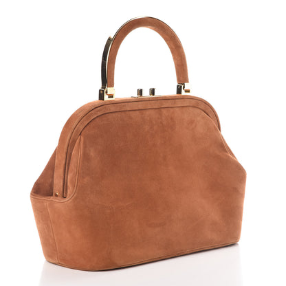 Judith Leiber Suede Frame Bag Tan 3 of 8